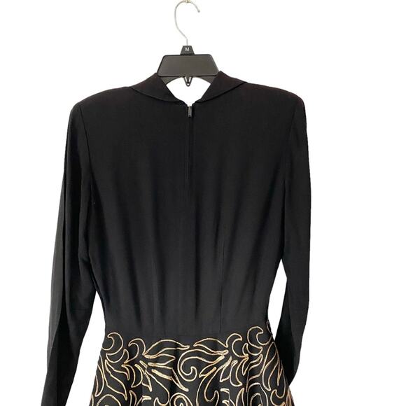 Paul Sachs Vintage 1950s Vintage Black Gold Dress with Removable Peplum medium - Picture 8 of 10